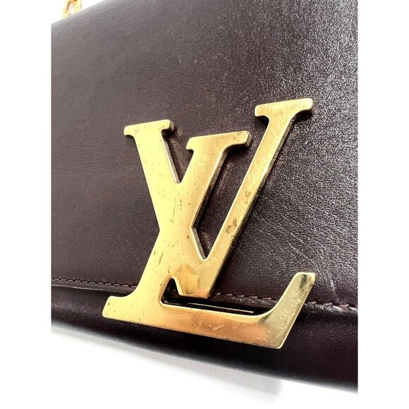 Louis Vuitton Quetsche Box Calfskin Leather Chain Louise GM Clutch Bag in Dark P - Picture 2 of 7